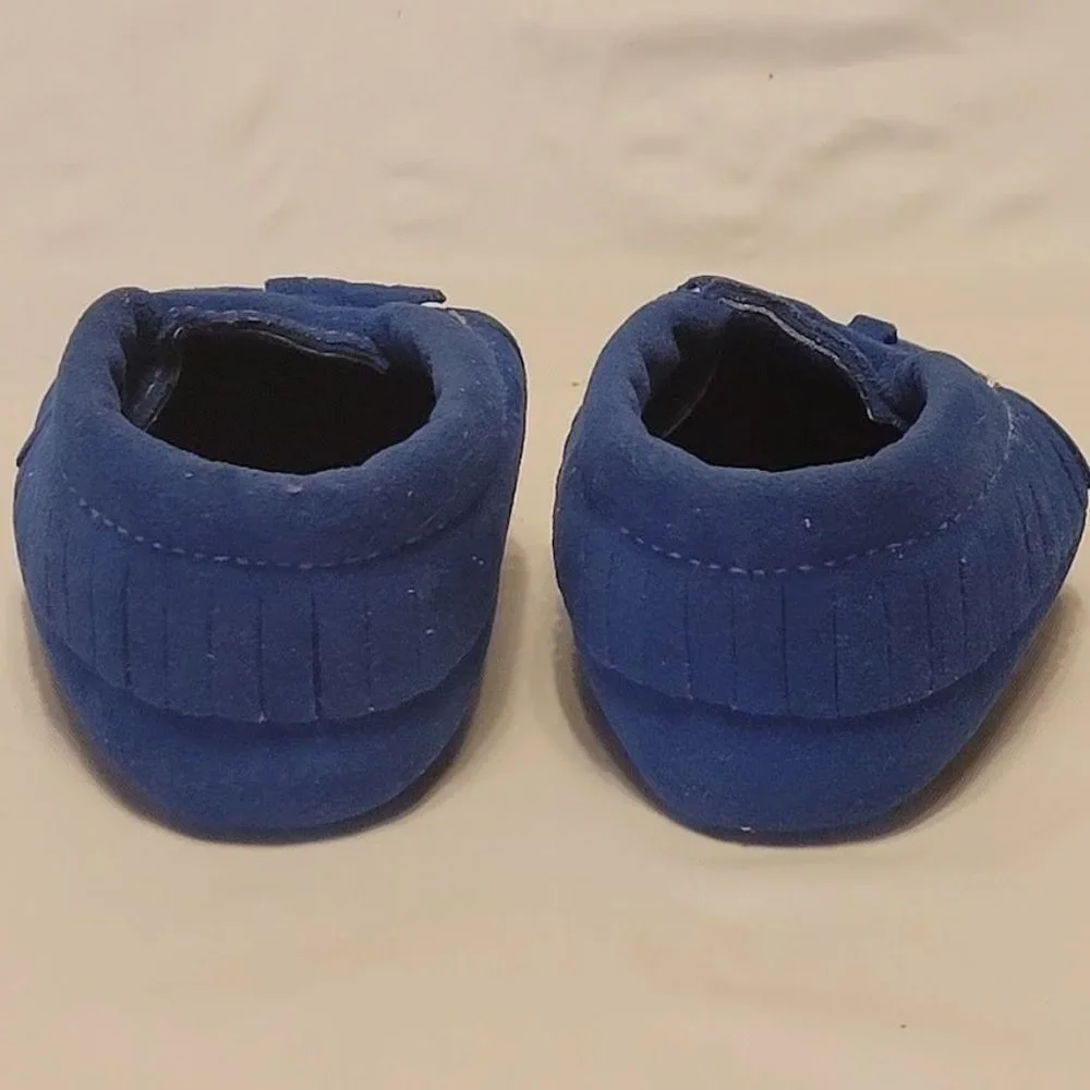 Romirus Blue Moccasins infant Toddler Baby Crib Shoe Size 1 - Picture 7 of 10